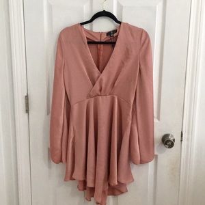 Missguided pink silk skater plunge dress